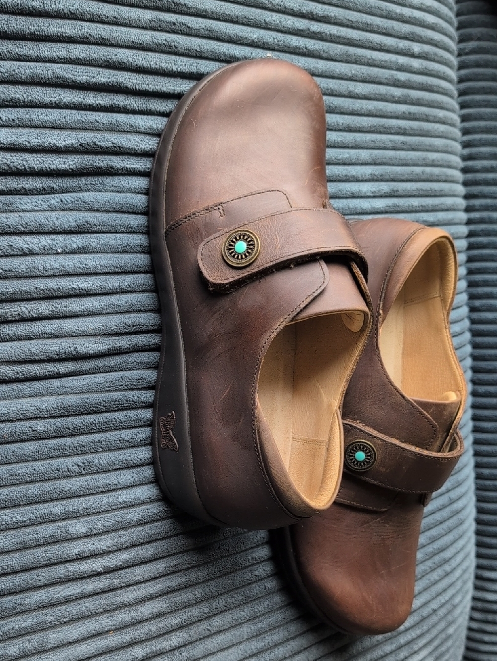 Alegria 9 39 Joleen Slip Resistant Nurse Turquoise Brown Leather Shoes 7714